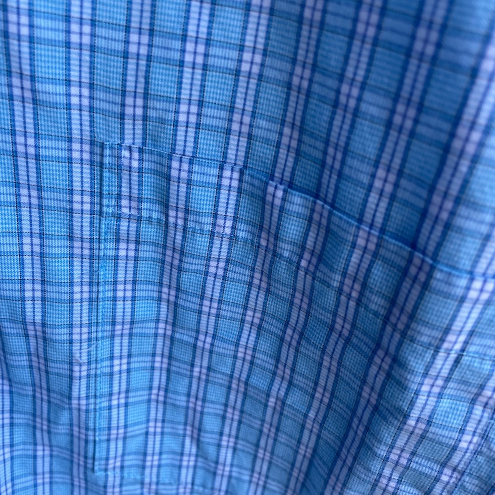 Men's Blue Checkered Button Down Shirt - Picture 3 of 3